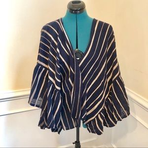 Lucky flowy navy cardigan with butterfly sleeves